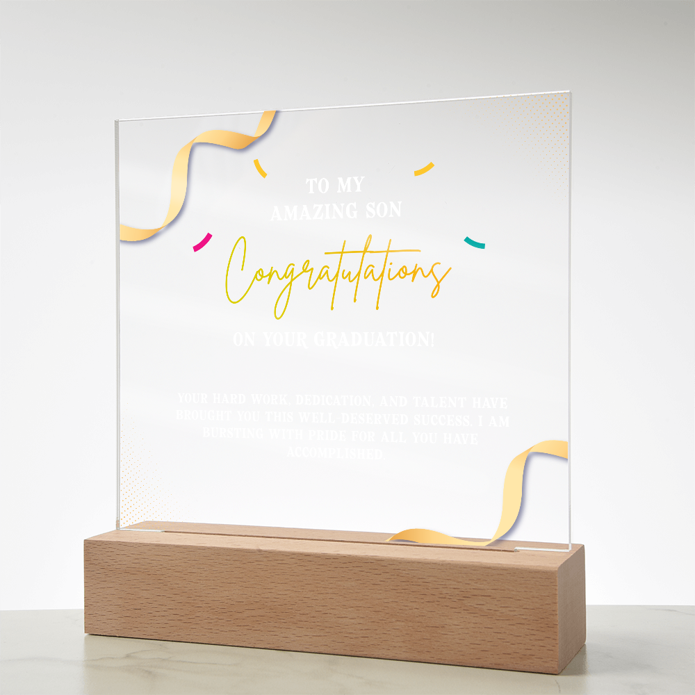 Acrylic Square Plaque - Graduation, To My Amazing Son