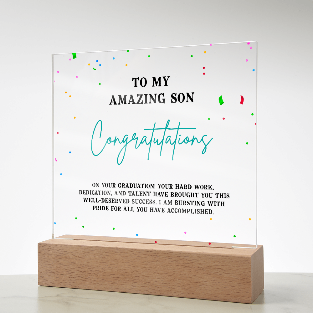 Acrylic Square Plaque - Son Graduation
