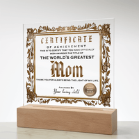 Acrylic Circle Plaque – World's Greatest Mom Award - TreasuredTale