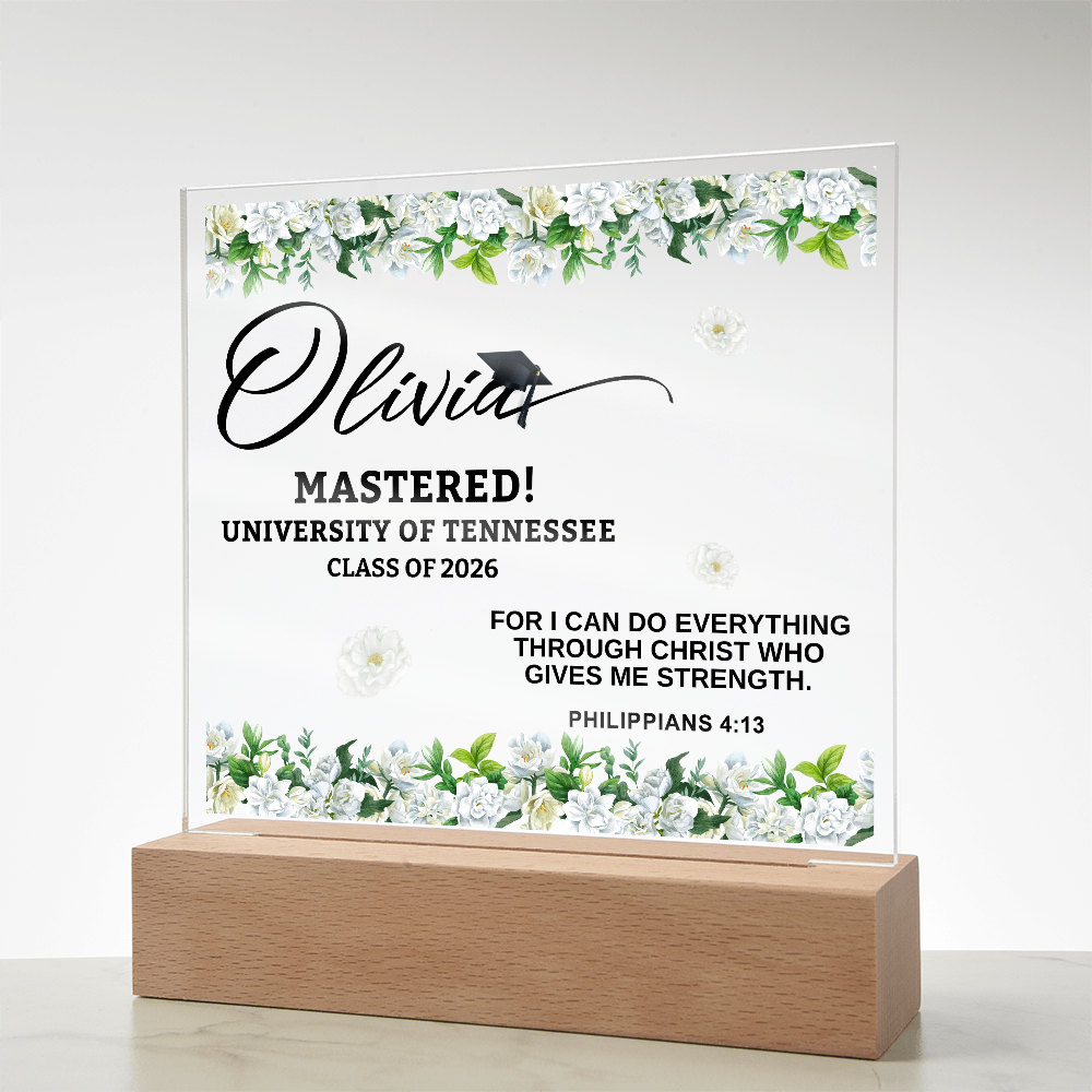 Personalized Acrylic Square Plaque - Graduation, Masters,  Religion