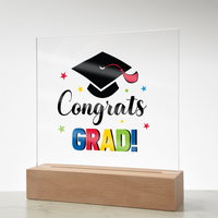 Acrylic Square Plaque - Congrats grad, Graduation