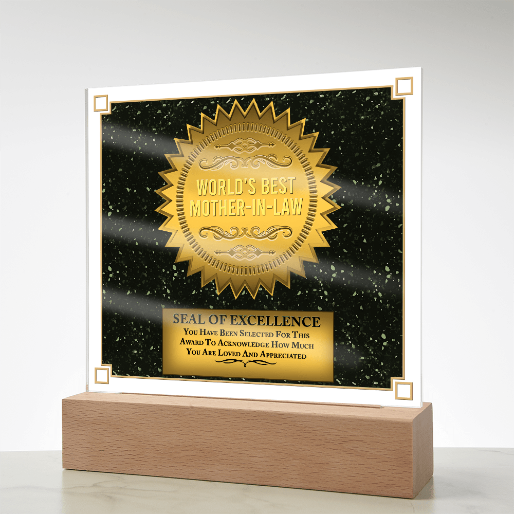 Acrylic Square Plaque – World's Best Mother - in - Law Gift - TreasuredTale