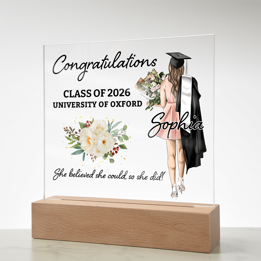Acrylic Square Plaque - Personalized Graduation Gift For Her