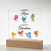 Personalized Acrylic Square Plaque – First Mom, Now Grandma - TreasuredTale