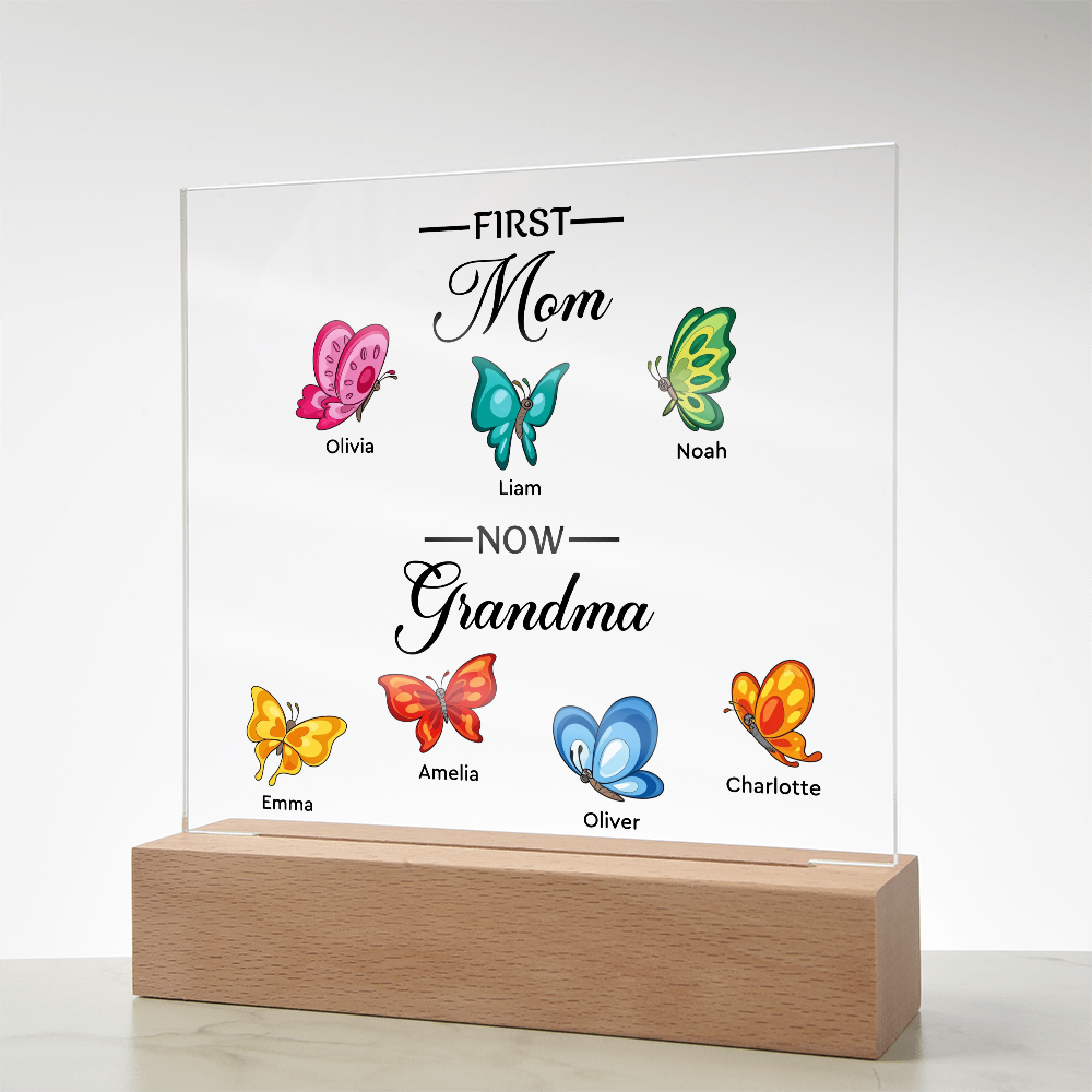 Personalized Acrylic Square Plaque for Grandma - Mother's Day Gift - First Mom Now Grandma