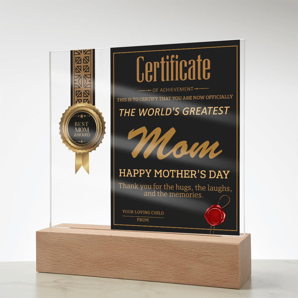 Acrylic Square Plaque – World's Greatest Mom Mother's Day - TreasuredTale