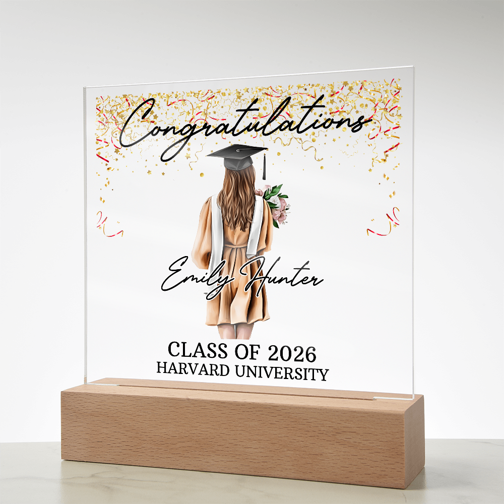 Acrylic Square Plaque - Personalized Graduation Gift For Her, Class Of 2026