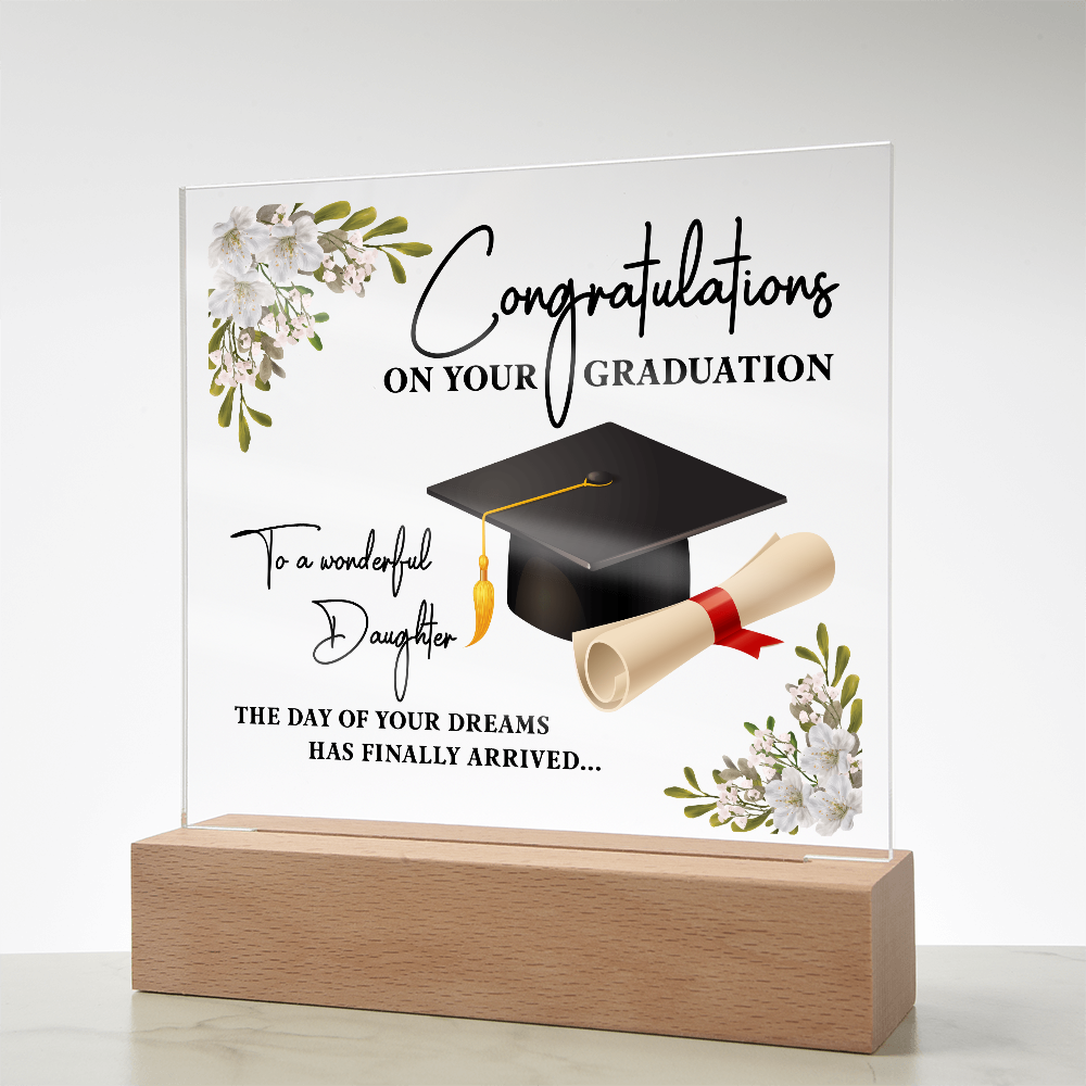 Acrylic Square Plaque - Graduation, Congratulations Daughter