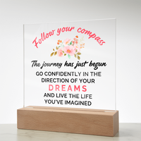 Acrylic Square Plaque - Graduation, Follow Your Compass