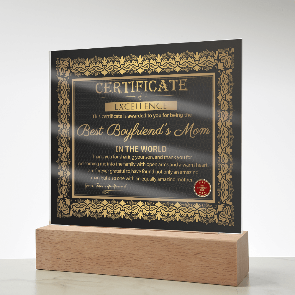 Acrylic Square Plaque – Best Boyfriend's Mom Gift - TreasuredTale