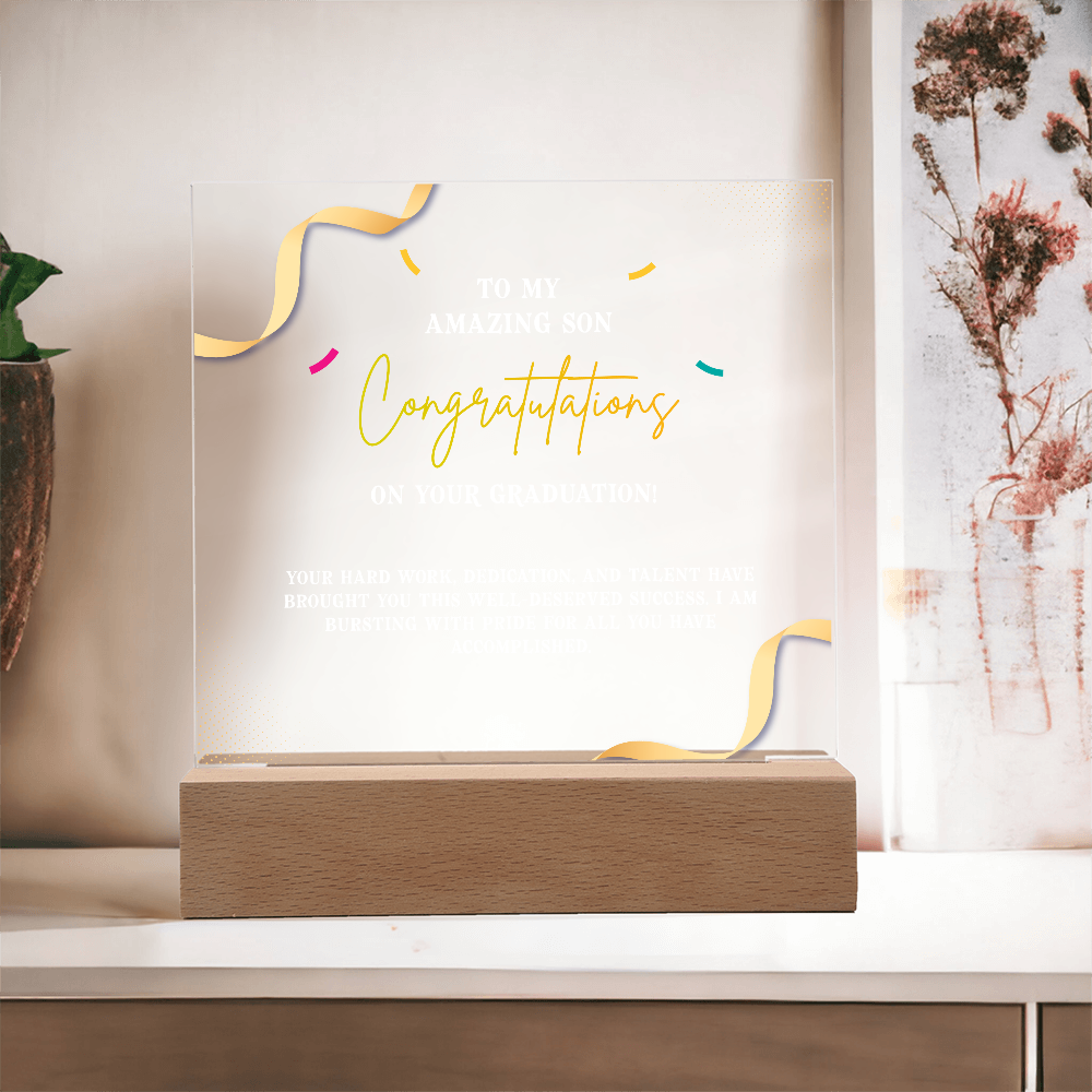 Acrylic Square Plaque - Graduation, To My Amazing Son
