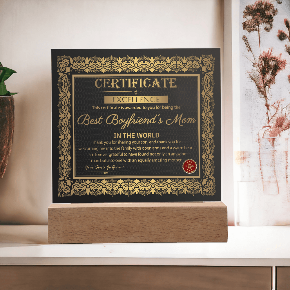 Acrylic Square Plaque – Best Boyfriend's Mom Gift - TreasuredTale