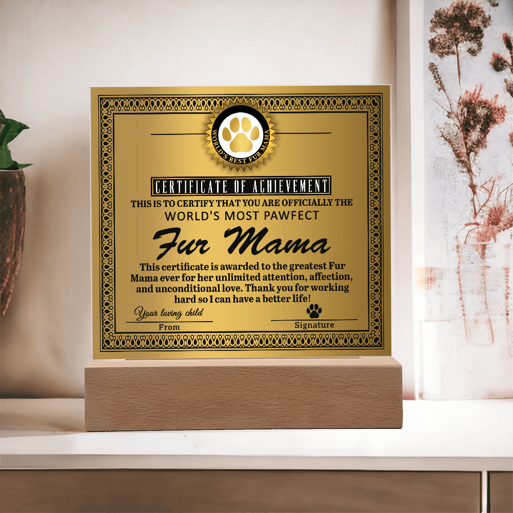 Acrylic Square Plaque – Funny Fur Mama Gift - TreasuredTale