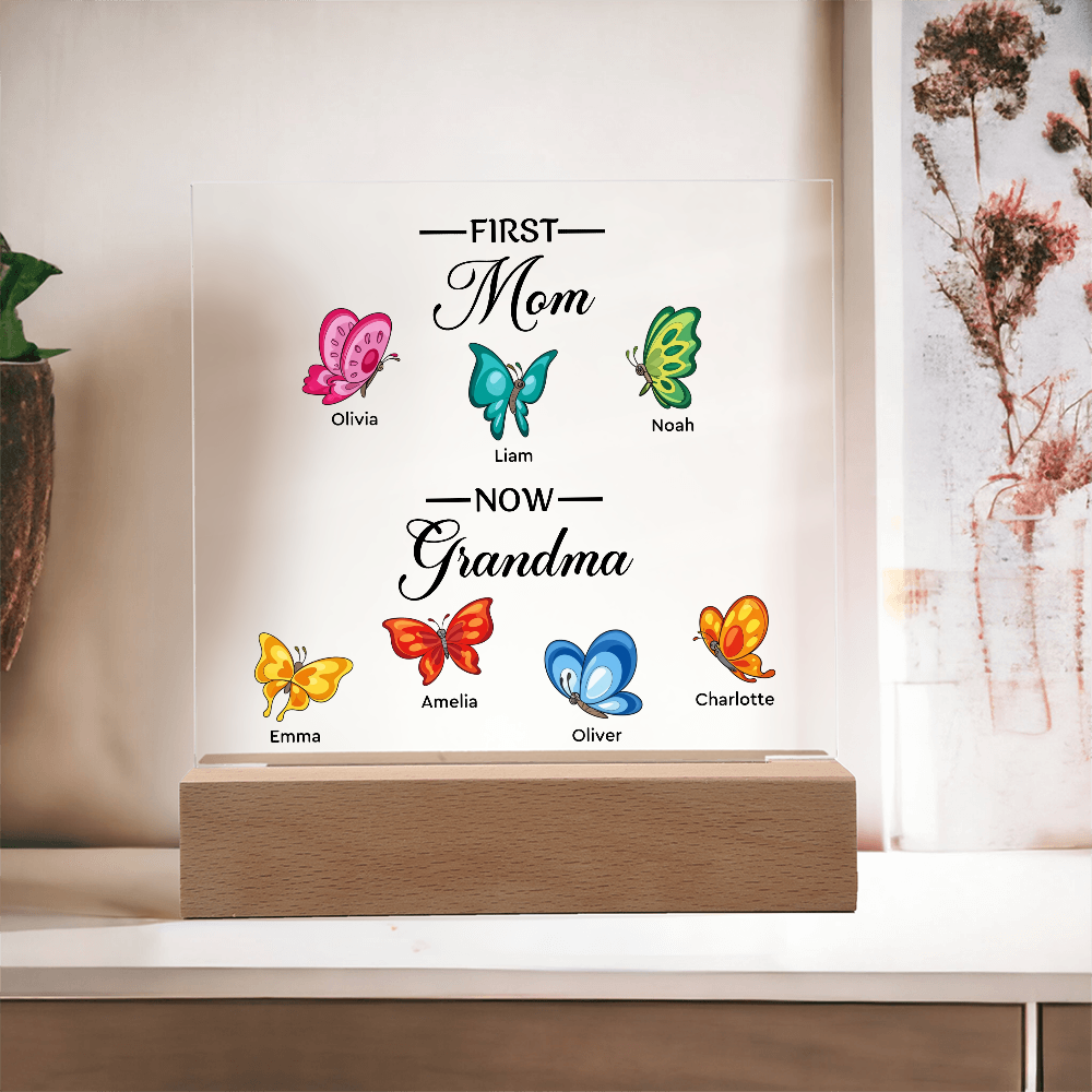 Personalized Acrylic Square Plaque for Grandma - Mother's Day Gift - First Mom Now Grandma