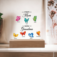 Personalized Acrylic Square Plaque for Grandma - Mother's Day Gift - First Mom Now Grandma