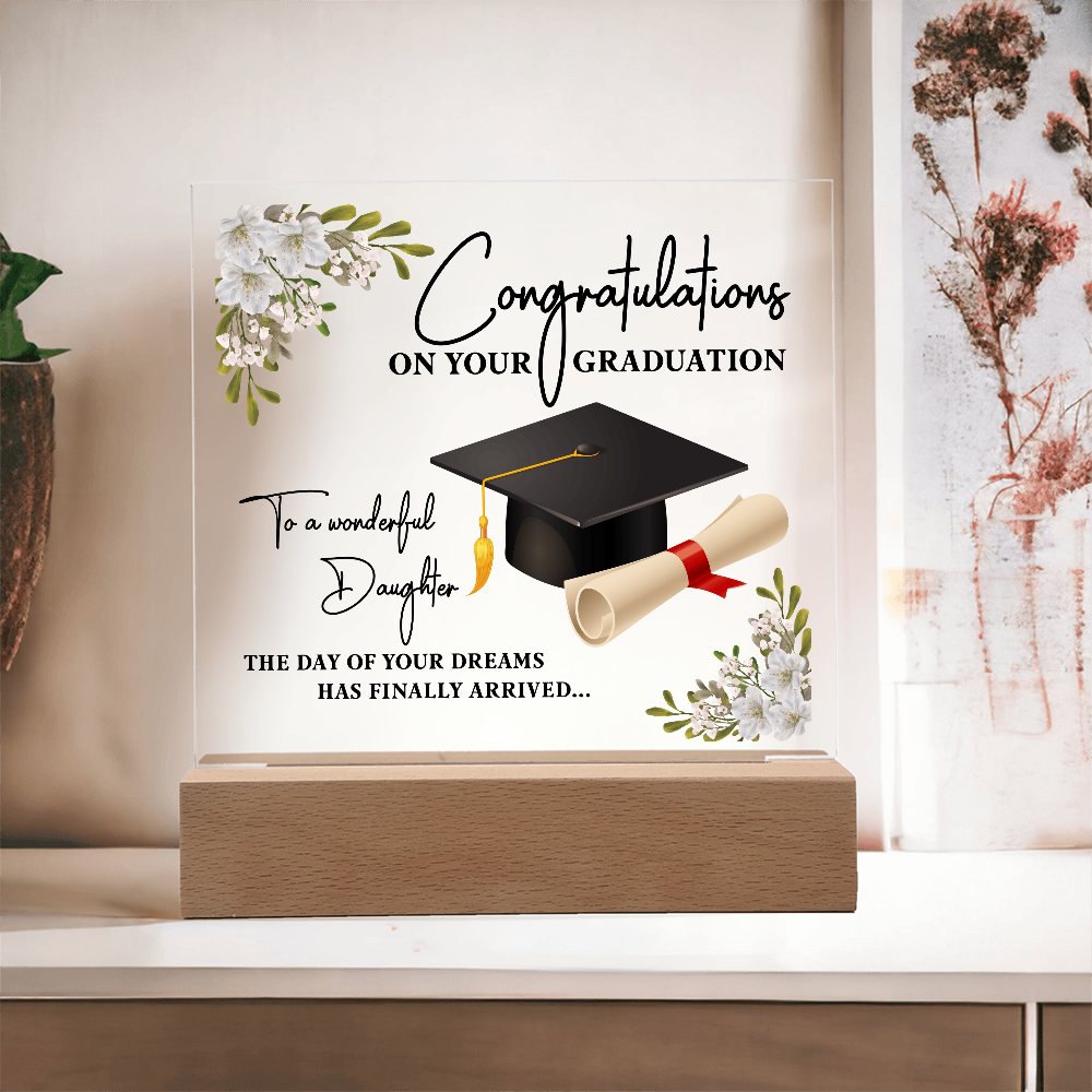 Acrylic Square Plaque - Graduation, Congratulations Daughter