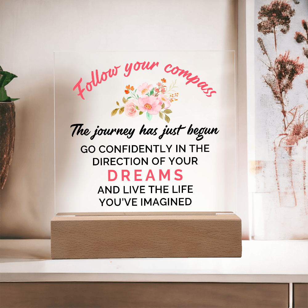 Acrylic Square Plaque - Graduation, Follow Your Compass