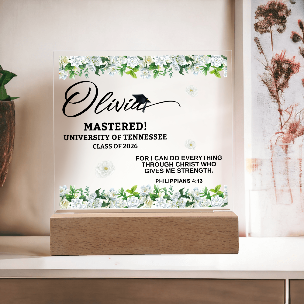 Personalized Acrylic Square Plaque - Graduation, Masters,  Religion
