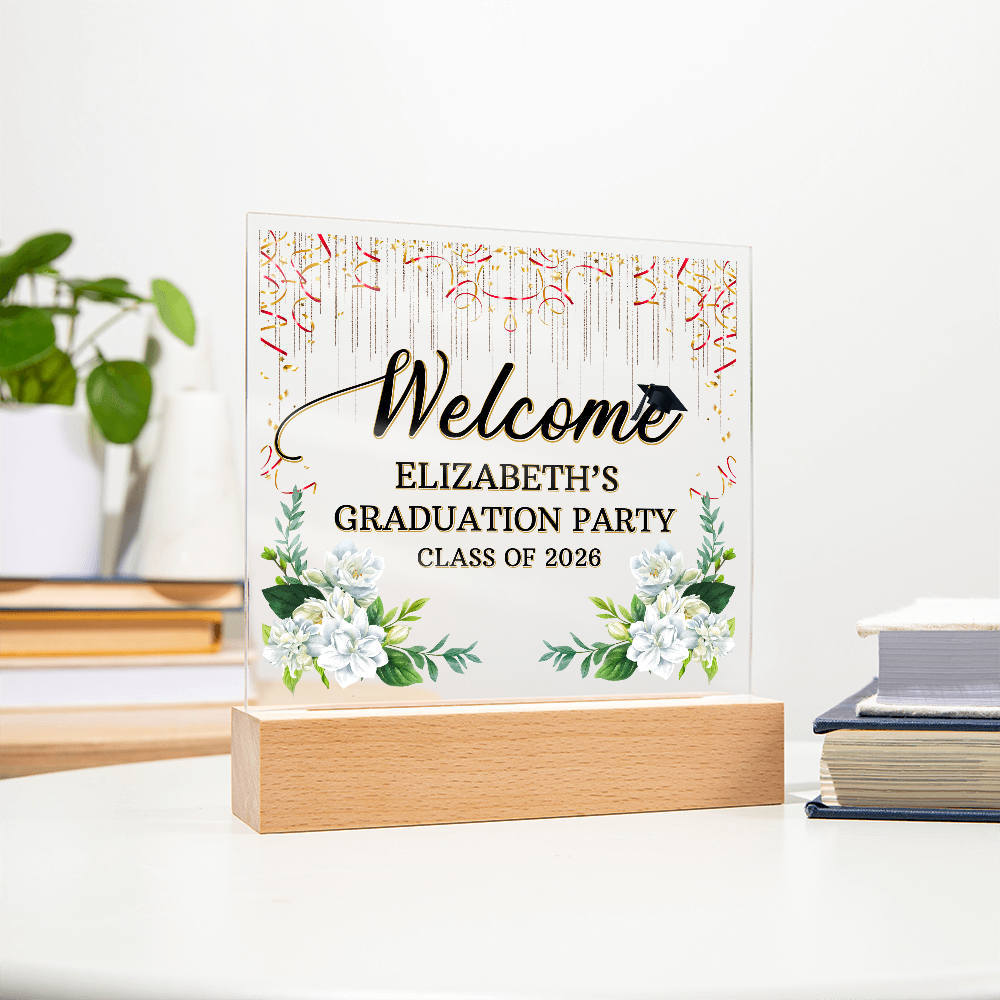 Personalized Acrylic Square Plaque - Graduation Party For Her