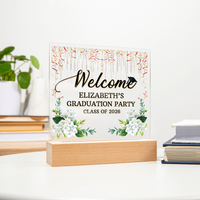 Personalized Acrylic Square Plaque - Graduation Party For Her