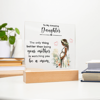 Acrylic Square Plaque for New Mom Daughter from Mom (Black Text) - Mother's Day Gift