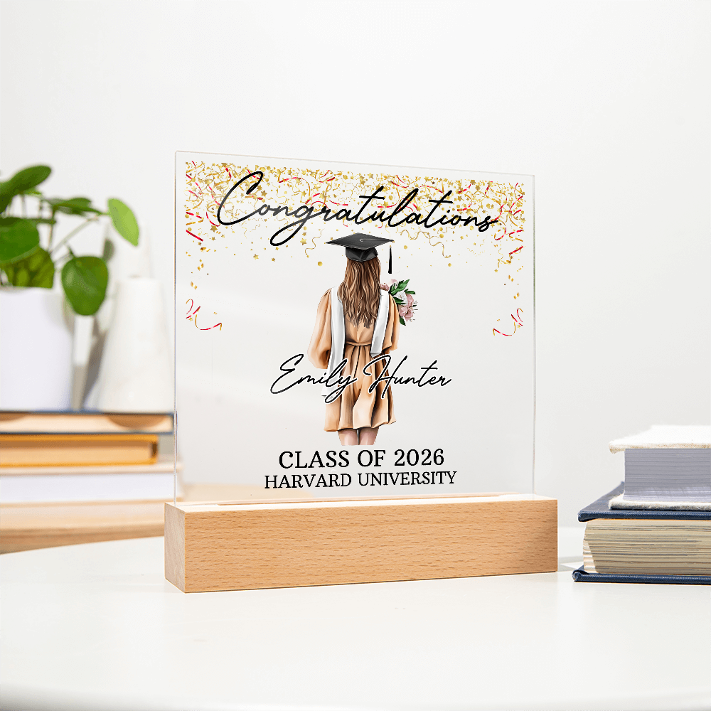 Acrylic Square Plaque - Personalized Graduation Gift For Her, Class Of 2026