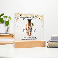 Acrylic Square Plaque - Personalized Graduation Gift For Her, Class Of 2026