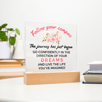 Acrylic Square Plaque - Graduation, Follow Your Compass
