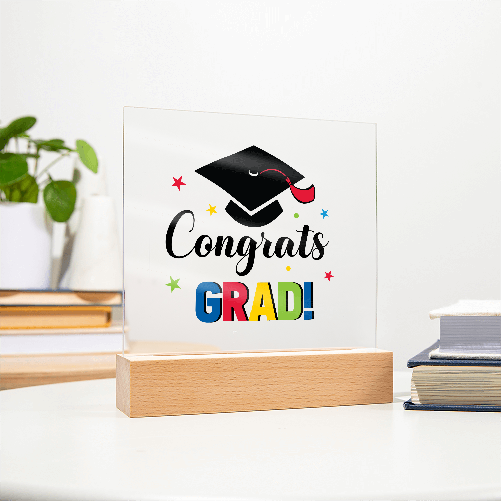 Acrylic Square Plaque - Congrats grad, Graduation