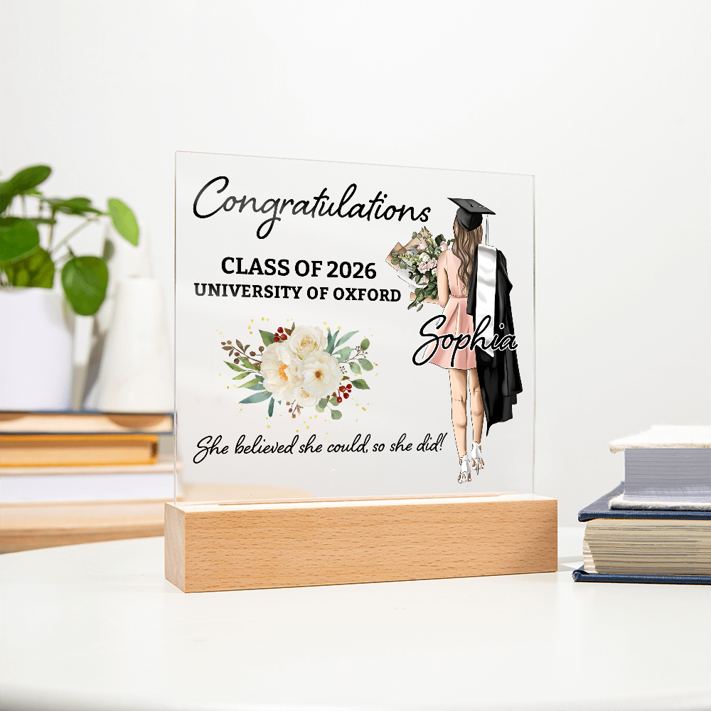 Acrylic Square Plaque - Personalized Graduation Gift For Her