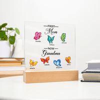 Personalized Acrylic Square Plaque – First Mom, Now Grandma - TreasuredTale