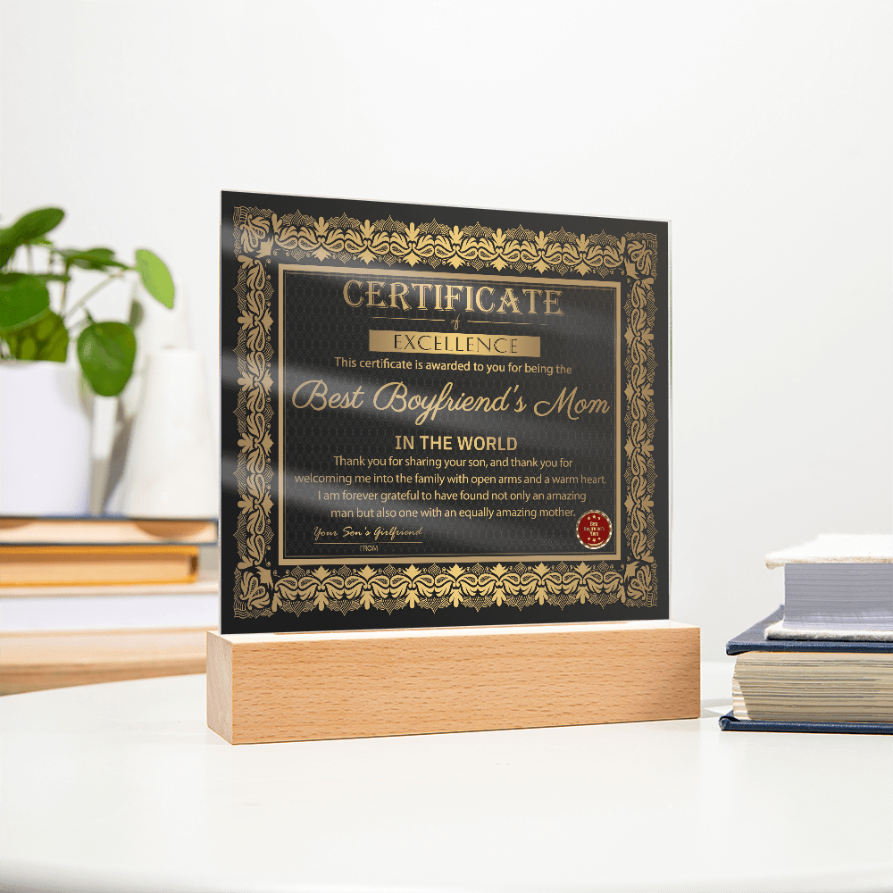 Acrylic Square Plaque – Best Boyfriend's Mom Gift - TreasuredTale