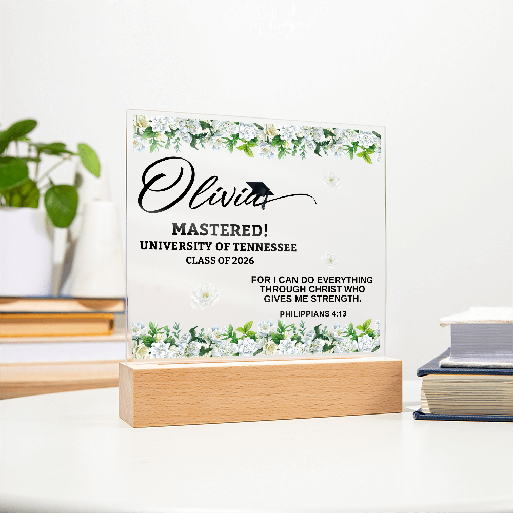 Personalized Acrylic Square Plaque - Graduation, Masters,  Religion