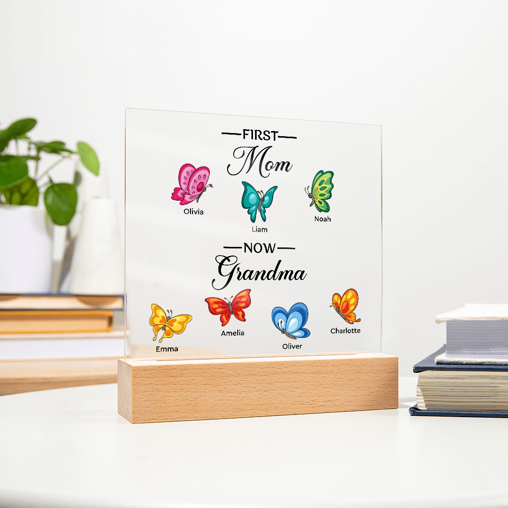 Personalized Acrylic Square Plaque for Grandma - Mother's Day Gift - First Mom Now Grandma