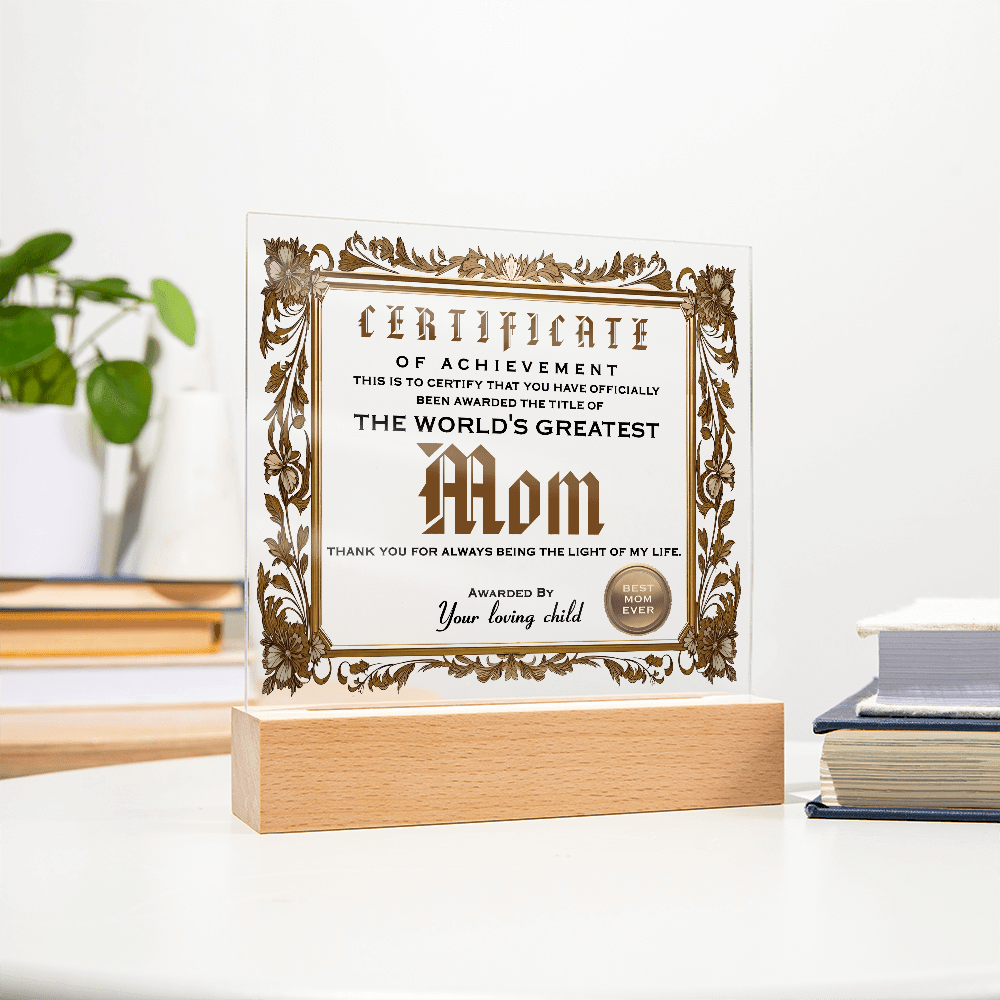 Acrylic Circle Plaque – World's Greatest Mom Award - TreasuredTale
