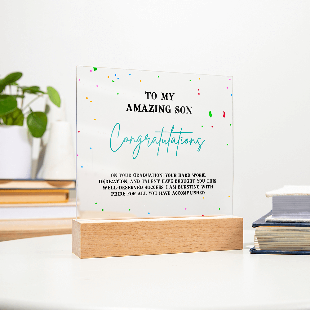 Acrylic Square Plaque - Son Graduation