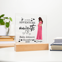 Personalized Acrylic Square Plaque for Mom to Be / Future Mom - Mother's Day Gift - New Adventure