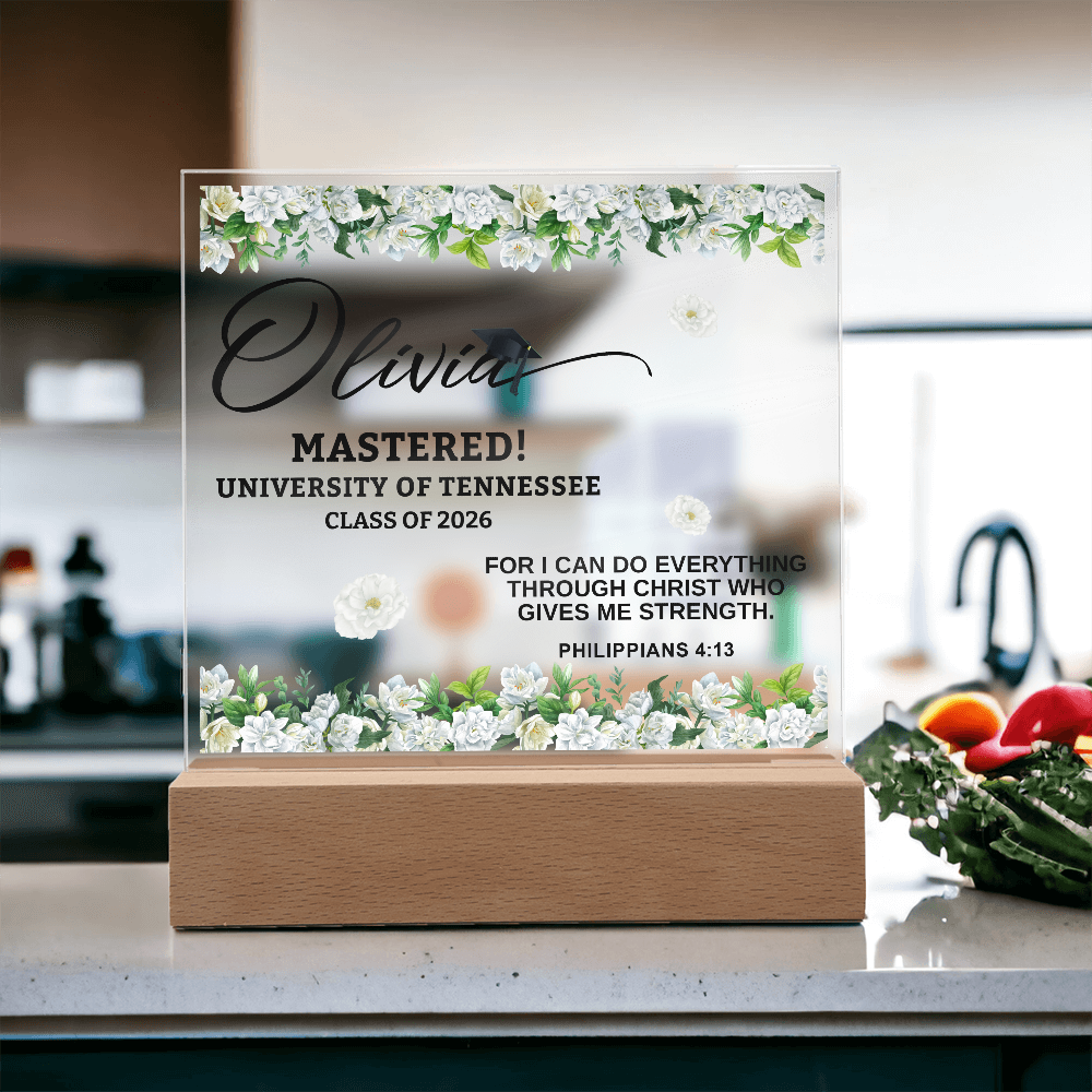 Personalized Acrylic Square Plaque - Graduation, Masters,  Religion
