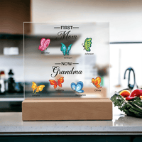 Personalized Acrylic Square Plaque – First Mom, Now Grandma - TreasuredTale