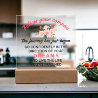 Acrylic Square Plaque - Graduation, Follow Your Compass