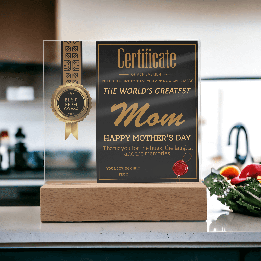 Acrylic Square Plaque – World's Greatest Mom Mother's Day - TreasuredTale