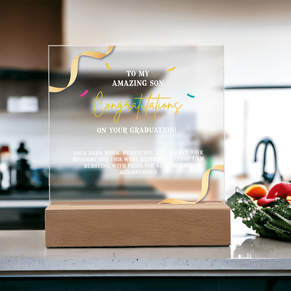Acrylic Square Plaque - Graduation, To My Amazing Son