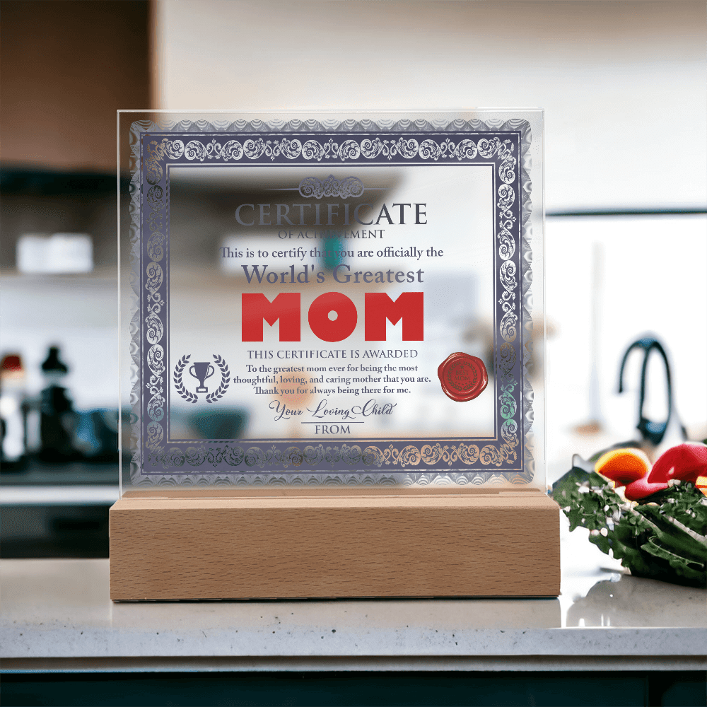 Acrylic Square Plaque – World's Greatest Mom Gift - TreasuredTale