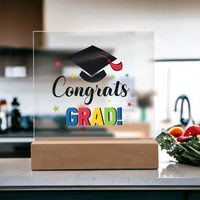 Acrylic Square Plaque - Congrats grad, Graduation