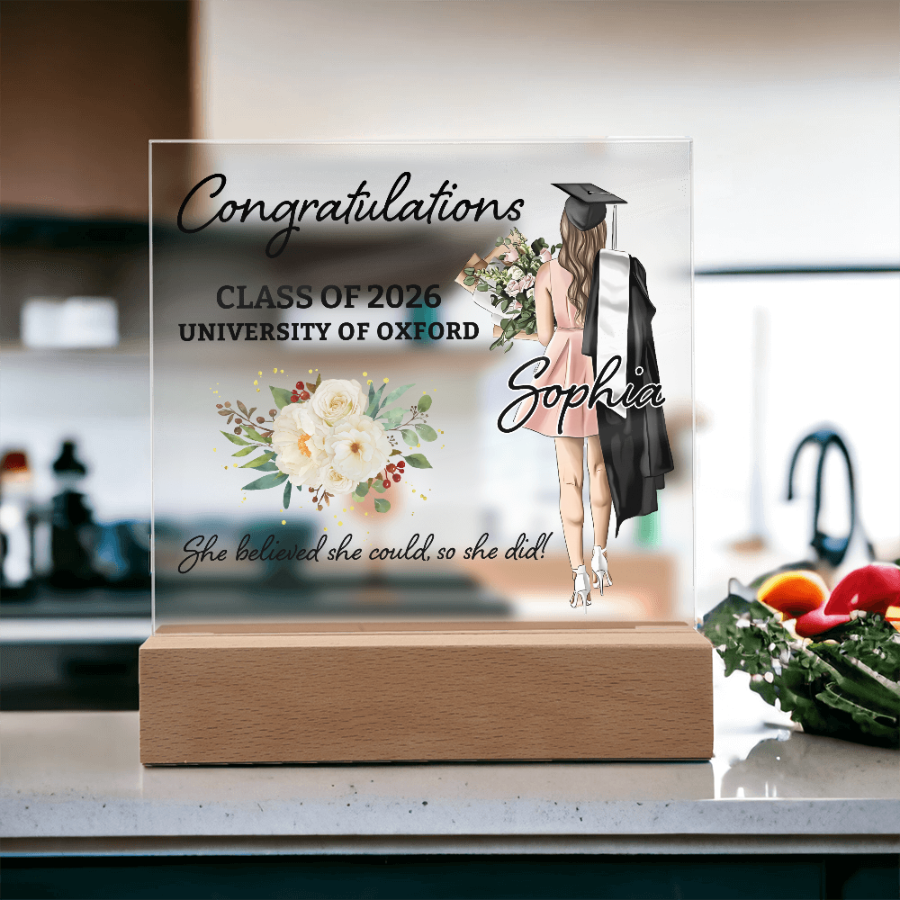 Acrylic Square Plaque - Personalized Graduation Gift For Her