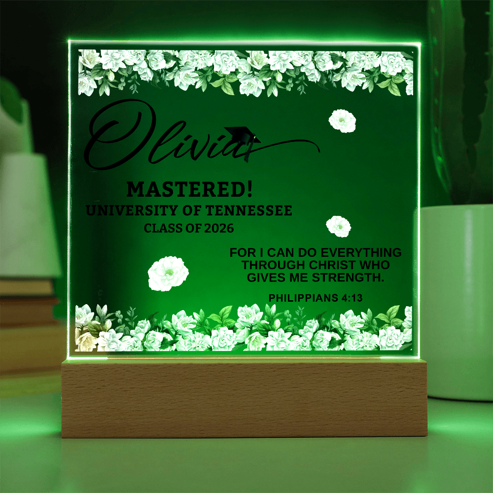 Personalized Acrylic Square Plaque - Graduation, Masters,  Religion