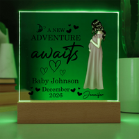 Personalized Acrylic Square Plaque for Mom to Be / Future Mom - Mother's Day Gift - New Adventure