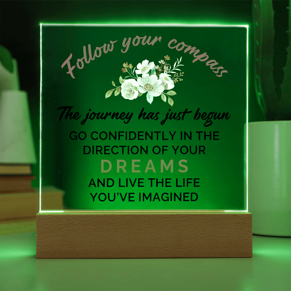 Acrylic Square Plaque - Graduation, Follow Your Compass