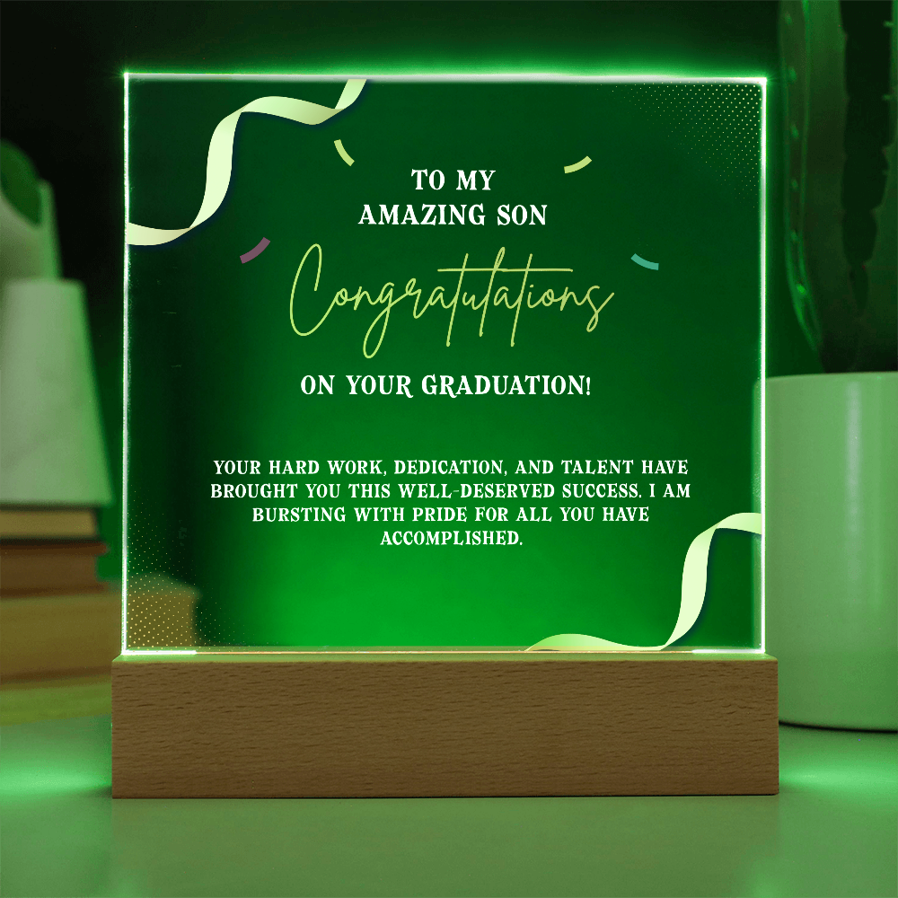 Acrylic Square Plaque - Graduation, To My Amazing Son