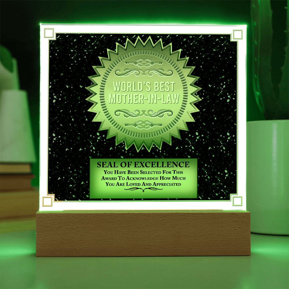 Acrylic Square Plaque – World's Best Mother - in - Law Gift - TreasuredTale